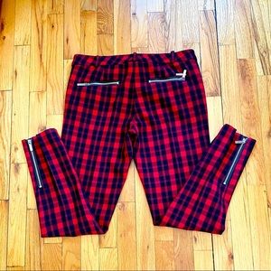 MICHAEL Michael Kors Skinny Ankle-Zip Plaid Pants
